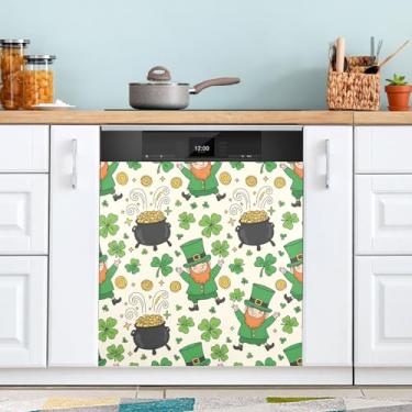Imagem de ATTX Capa de ímã de máquina de lavar louça duende Dia de São Patrício | Adesivo decorativo de eletrodomésticos de 58,4 x 66 cm para armários domésticos e eletrodomésticos #421