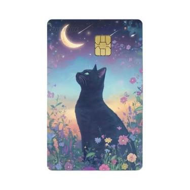 Imagem de Adesivo De Filme PVC De Gato Preto Para Cartão De Débito E Crédito Com