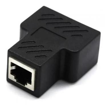 Imagem de Conector Extensor Duplicador Rj45 Splitter Plug T Preto