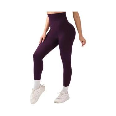 Imagem de Calças De Yoga Sem Costura De Cintura Alta, Efeito Bumbum De Pêssego, 