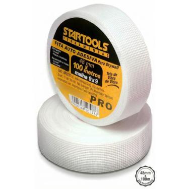 Imagem de Fita Para Drywall Auto Adesiva Telada Gesso Isopor 48x100m Branco Fibr