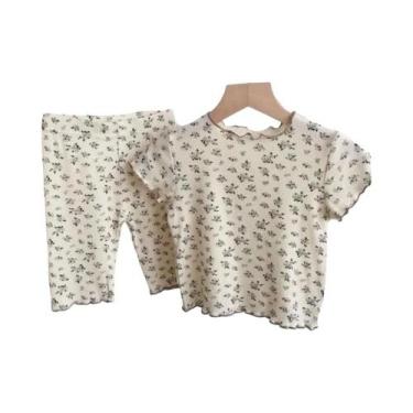 Imagem de Conjunto De Roupas Casuais Para Crianças Com Estampa Floral De Verão, 