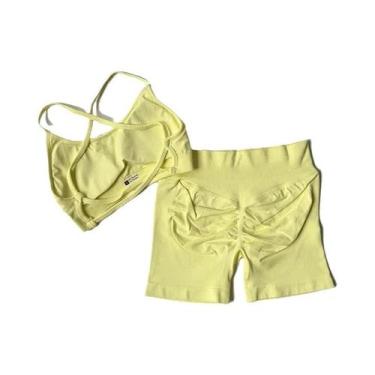 Imagem de Conjunto De Yoga E Fitness Feminino: Sutiã Esportivo Com Efeito Levant