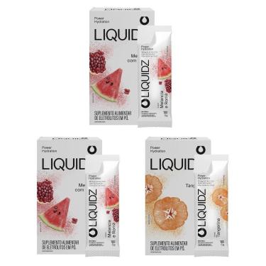 Imagem de LIQUIDZ - Eletrólitos Zero Açúcares - Melancia | Tangerina - Kit 3 Caixas - 18 sachês-Unissex