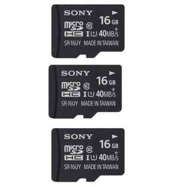 Imagem de Cartão de Memória Sony SR-16UY 16GB microSDHC Classe 10 Pacote com 3