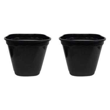 Imagem de Kit 2 Vasos Decorativos Preto 5L Decoração de Jardim Elegante Plástico