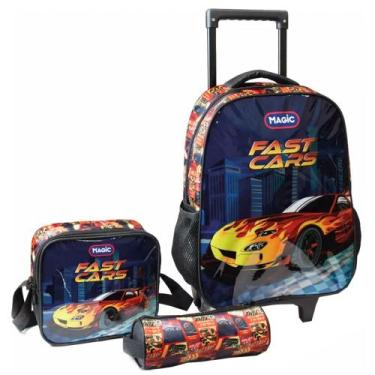 Imagem de Mochila Escolar Com Rodinhas Kit Completo Com Estojo E Lancheira - Tem