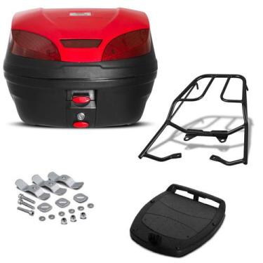 Imagem de Baú 30 Litros Pro Tork + Bagageiro Sansão Motos, VERMELHO, FAN 150 201