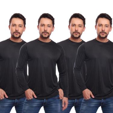 Imagem de Kit 4 Camiseta DF Masculina Manga Longa Proteção Solar UV +50 Segunda Pele-Masculino