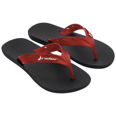 Imagem de Chinelo de Dedo Masculino Rider Street, Preto, Vermelho, 37/38