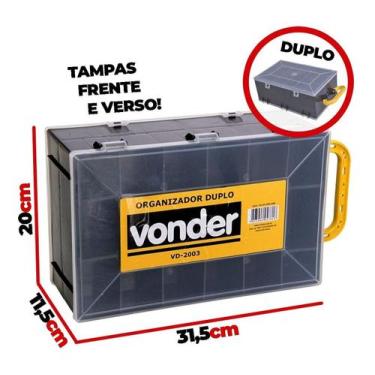 Imagem de Caixa Organizadora Plástica Com Divisória Vonder Duplo Com Tampa Remov