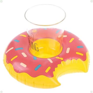 Imagem de Kit 20 Boia Porta Copo Donut Inflável Piscina Vinil 25cm Cores Sortidas Y888