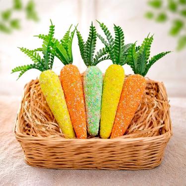 Imagem de Enfeite Decorativo de Páscoa Cenouras Cenourinhas Kit 20 Peças para Mesas Cestas Guirlandas Colorido
