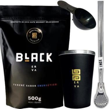 Imagem de Kit Tereré Black Erva Mate 500g + Copo de Alumínio Térmico + Bomba Ino