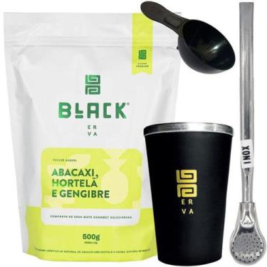 Imagem de Kit Tereré Black Erva Mate 500g + Copo de Alumínio Térmico + Bomba Ino