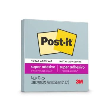 Imagem de Post-it, 3M, Bloco de Notas Super Adesivas Azul 76 mm x 76 mm - 90 folhas