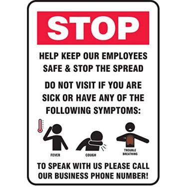 Imagem de Accuform Placa de segurança "Stop - Help Keep Our Employees Safe", vinil adesivo, 35,5 x 25,4 cm, MGNG910VS