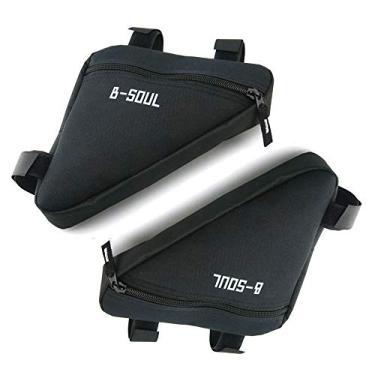 Imagem de AKT Pacote com 2 bolsas triangulares de bicicleta à prova d'água para bicicleta bolsa com moldura frontal para ciclismo bolsa de tubo de garrafa de água, preta