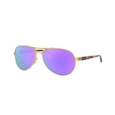 Imagem de Oakley OO4079 Óculos de sol feedback + Conjunto de acessórios para grupos de visão, Ouro acetinado/violeta prizm polarizado (407939)