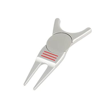 Imagem de Colaxi Ferramenta de reparo de divô de golfe portátil acessórios de ferramenta verde, pinos de reparo de grama de golfe garfo verde para treinamento, colocação, prática, golfista, prata