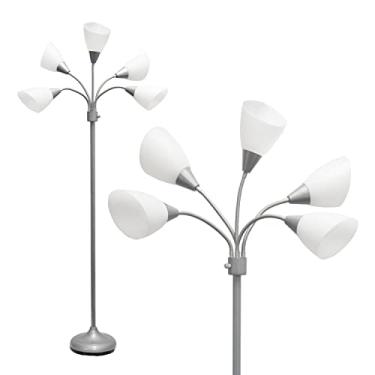 Imagem de Simple Designs 5 luminária de chão de prata com pescoço de ganso ajustável com persianas brancas
