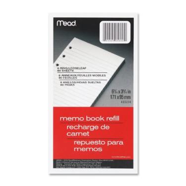 Imagem de Mead Recarga de livro de lembretes com 6 anéis, Regra da faculdade, 6HP, 16 cm x 9,5 cm, 80 folhas, branco, 1 pacote (MEA46534-84926)