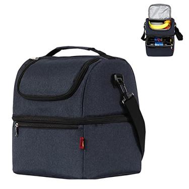 Imagem de Yajun Cooler Isolado Lancheira Caixa Térmica para Crianças Bolsa de Piquenique Simples e Elegante Impermeável Pacote Multifuncional, Azul Escuro