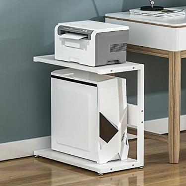 Imagem de KIZQYN Suporte de impressora simples Rack de impressora multicamadas de computador principal suporte de CPU sob a prateleira de mesa para casa Rack de armazenamento Impressora de mesa (Cor: D, Tamanho: H 55cm)