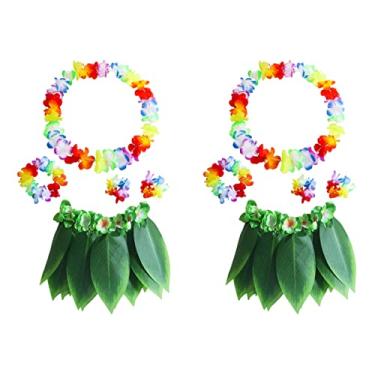 Fantasia Saia Havaiana Infantil Festa Luau Hawaii Com Flores 30 CM