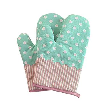 Imagem de Luvas de forno forno de cozinha luvas de algodão macio para grelhar cozinhar microondas churrasco assar com forro interno macio luvas de forno de cozinha, verde, 17 * 26 cm
