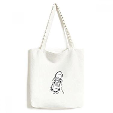 Imagem de Bolsa de lona branca para sapatos de lona pintada, bolsa de compras casual