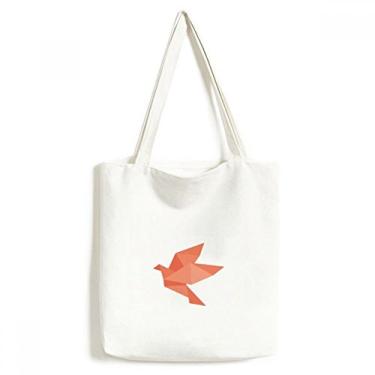 Imagem de Origami bolsa de lona com estampa abstrata pássaro vermelho bolsa de compras casual bolsa de mão
