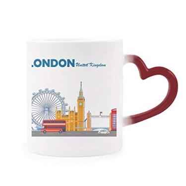 Imagem de London Eye Double Decker Buses Graffiti Caneca sensível ao calor Copo de grés que muda de cor vermelha