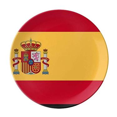 Imagem de Espanha Bandeira Nacional Europa Prato Decorativo de Porcelana Salver Prato de Jantar