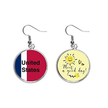 Imagem de Brincos de flor de sol com estampa de bandeira dos Estados Unidos em cores em formato de orelha inglesa