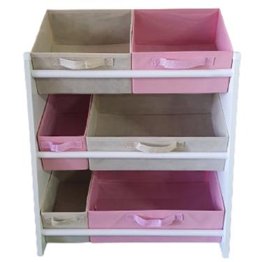 Imagem de Organizador Infantil Brinquedos Caixas Educativo Rosa E Bege