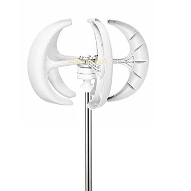 Imagem de HUIZHITENGDA 8000W 12V/24V/48V Kit de turbina eólica portátil branca, 5 Blades Lantern Eixo vertical Gerador de turbina eólica com controlador,24v