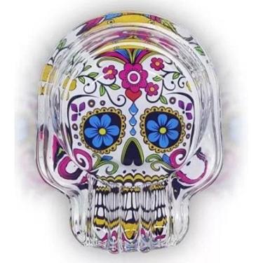 Imagem de Cinzeiro Vidro 9,5 X 7,5cm Caveira Mexicana Cranio Bar