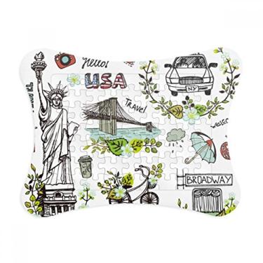 Imagem de Moldura de quebra-cabeça Spring Liberty New York America Graffiti Decoração de imagem Enfeite de jogo de quebra-cabeça