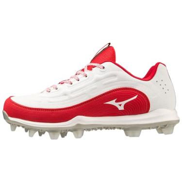 Imagem de Mizuno Chuteira feminina Finch Elite 6 Low TPU Softball, Branco/Vermelho, 40