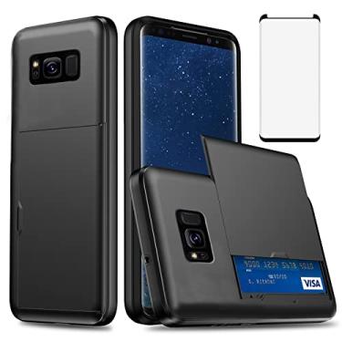 Imagem de Asuwish Capa de celular para Samsung Galaxy S8 Plus com protetor de tela de vidro temperado e suporte para cartão de crédito capa carteira rígida acessórios para celular Glaxay S8plus S 8 8 plus 8S