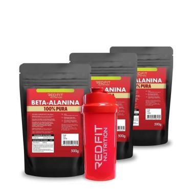Imagem de Suplemento em pó Red Fit Nutrition Beta-Alanina Pura 1,5Kg ( 03 Packs 500g )-Unissex