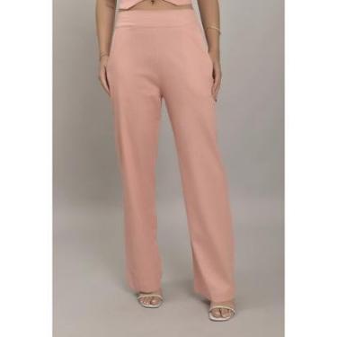 Imagem de Calça Pantalona em Linho Feminina na Cor Salmão Dialogo Jeans-Feminino