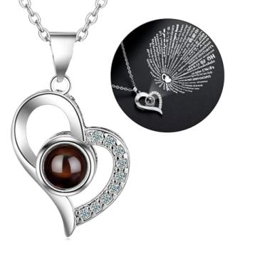 Imagem de Colar De Coração Eu Te Amo 100 Idiomas Projeção Pingente Presente