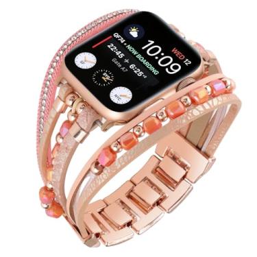 Imagem de Waillynice Pulseira de metal para Apple Watch série 876 SE54Ultra, pulseira feminina para IWatch de 49 mm, 45 mm, 41 mm, 40 mm, 38, 44 mm (rosa D, 38 40 41 mm)