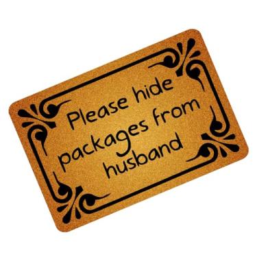 Imagem de Capachos engraçados, tapete de porta de boas-vindas, oculte pacotes do marido, lavável à máquina, interior/externo, tapete de porta de entrada, tapete de outono de boas-vindas fácil de limpar 60 cm