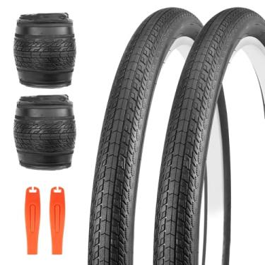 Imagem de BALINGE Pneus de bicicleta dobráveis 26 x 1,75 pacote com 2 26 pneus de bicicleta Moutain pneus de substituição dobráveis para a maioria das bicicletas, pneus BMX 66 cm, preto - 2 pneus 2 alavancas