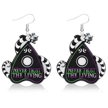 Imagem de Brincos femininos Beetlejuice para Halloween, suco, besouro, minhoca, crânio, lápide, caixão, design de cobra, brincos de acrílico, besouro, suco, cobra, mercadoria, Ferro, Sem pedra preciosa