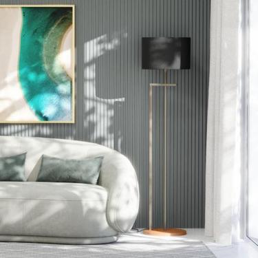 Imagem de Luminária Salone UniDecor Coluna Dupla Aço Champanhe Preta, Bivolt