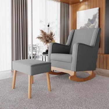 Imagem de Poltrona Amamentação Aquila Balanço Com Puff Suede Grafite Ideal Movei